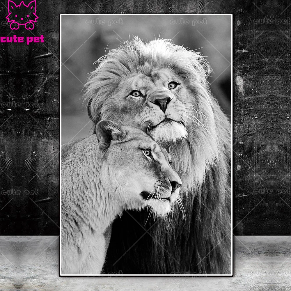 DIY Diamond Painting Animal lion mother and child Kits Full Drill 5D Embroidery Cross Stitch Mosaic rhinestone Art puzzle Decor