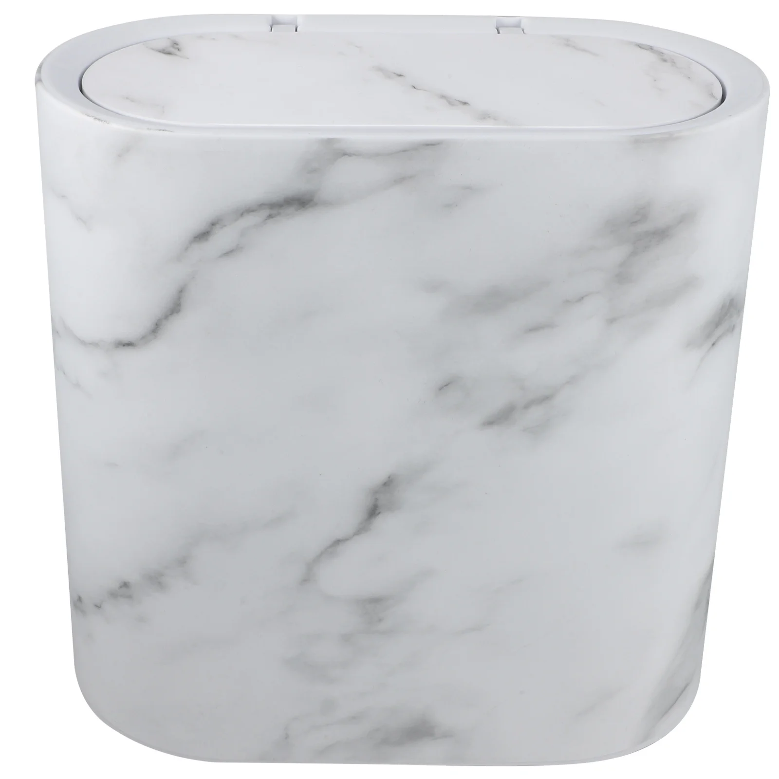 

Slim Marble Trash Can Plastic Lid Narrow Waste Basket for Kitchen Bathroom Bedroom Office Recycle Bin Multifunctional Space