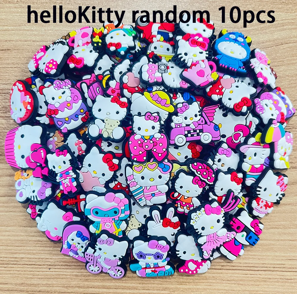 10-100pcs Sanrio Hello Kitty Shoe Charms Cartoon Shoe Buckles DIY Decorations for Sandals & Beach Bags Fashion PVC Accessories