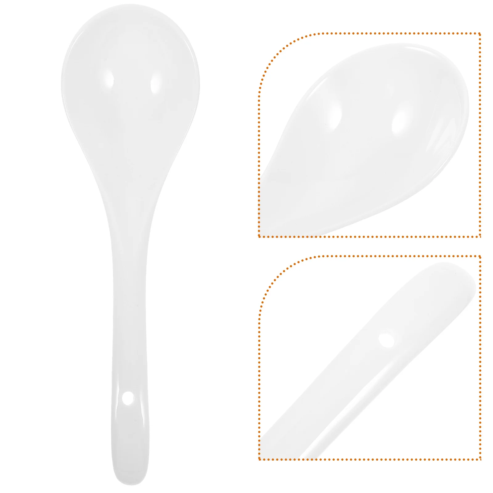 

3pcs Ceramic Soup Spoon for Ramen Noodle Slotted Design 17cm Diameter Elegant Family Use Restaurant Kitchenware