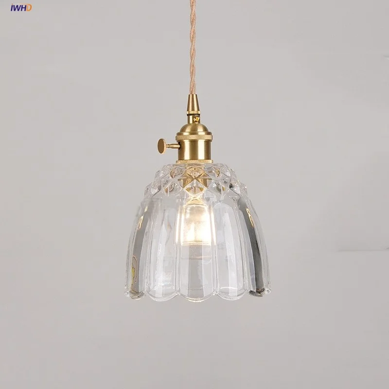 

IWHD Knob Switch LED Pendant Lamp Living Room Restaurant Coffee Nordic Modern Minimalism Clear Glass Hanging Lights Hanglampen
