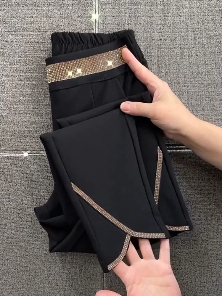 ارتفاع الخصر هارون السراويل النسائية الربيع/الخريف موضة كبيرة الحجم سراويل نسائية مرونة الخصر فضفاضة عادية مستقيم أنبوب السراويل 4XL #1