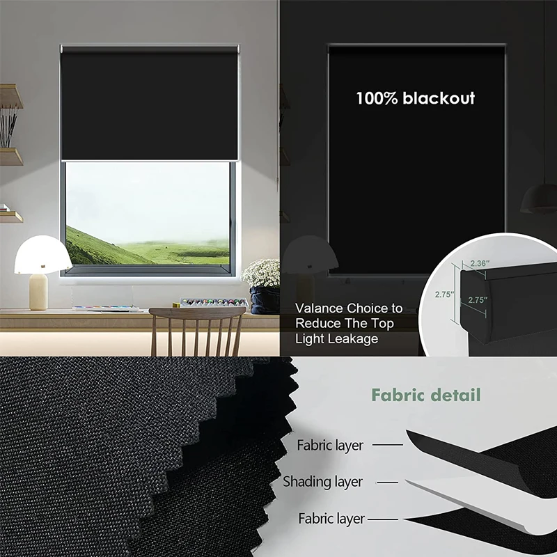 Luxury Motorized 100% Polyester Chain Blind Google Alexa and Tuya App Control Cordless Roller Blind for Hotel Decorating