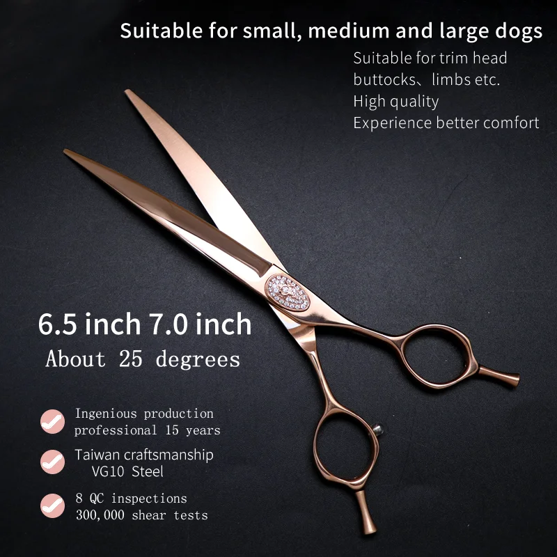 Crane High-end Curved Scissors  6.5/7inch 25° VG10 Pet Dog Grooming Scissors Pets Hair Curved Shears ножницы tijeras tesoura