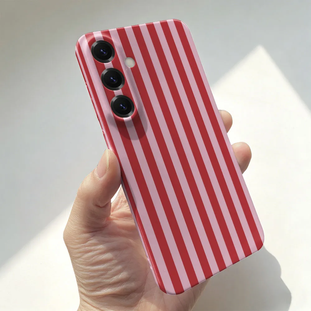 Phone Case For Samsung A55 54 53 52 71 73 12 13 14 15 16 17 23 25 26 32 34 35 36 Red Stripes Pattern Hard PC Cover view 4