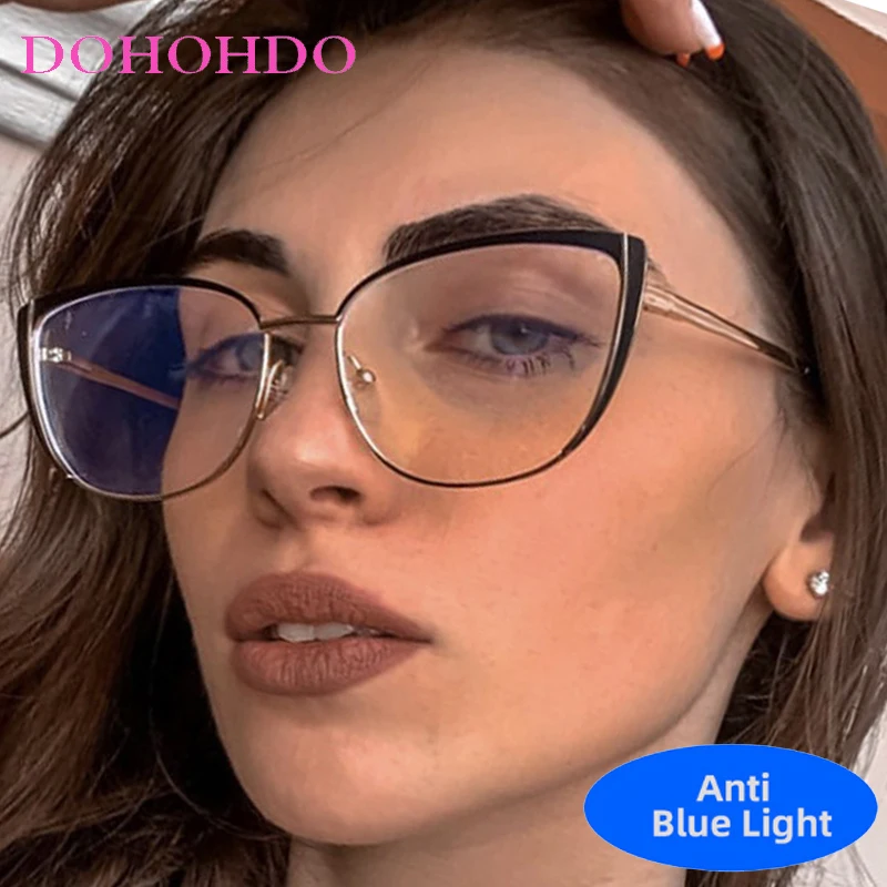 

New Luxury Brand Designer Cat Eye Metal Glasses Men For Women Fashion Trendy Optical Reading Computer Glasses Unisex Lentes Очки
