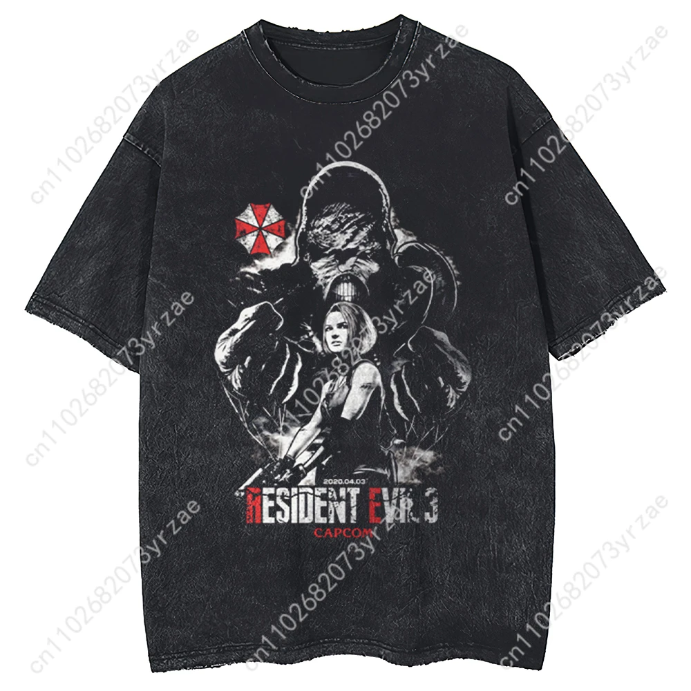 レトロ Tシャツバイオハザード男性女性高品質ヴィンテージ Tシャツ綿半袖ファッション Tシャツソフト通気性トップス