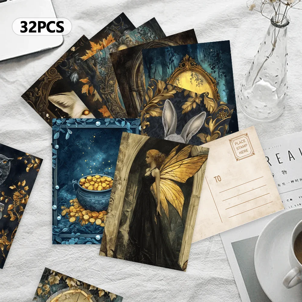 

32pcs, Gothic style animals, postcards, decorations/greeting cards/postcards, high-definition printing, collectible and mailable