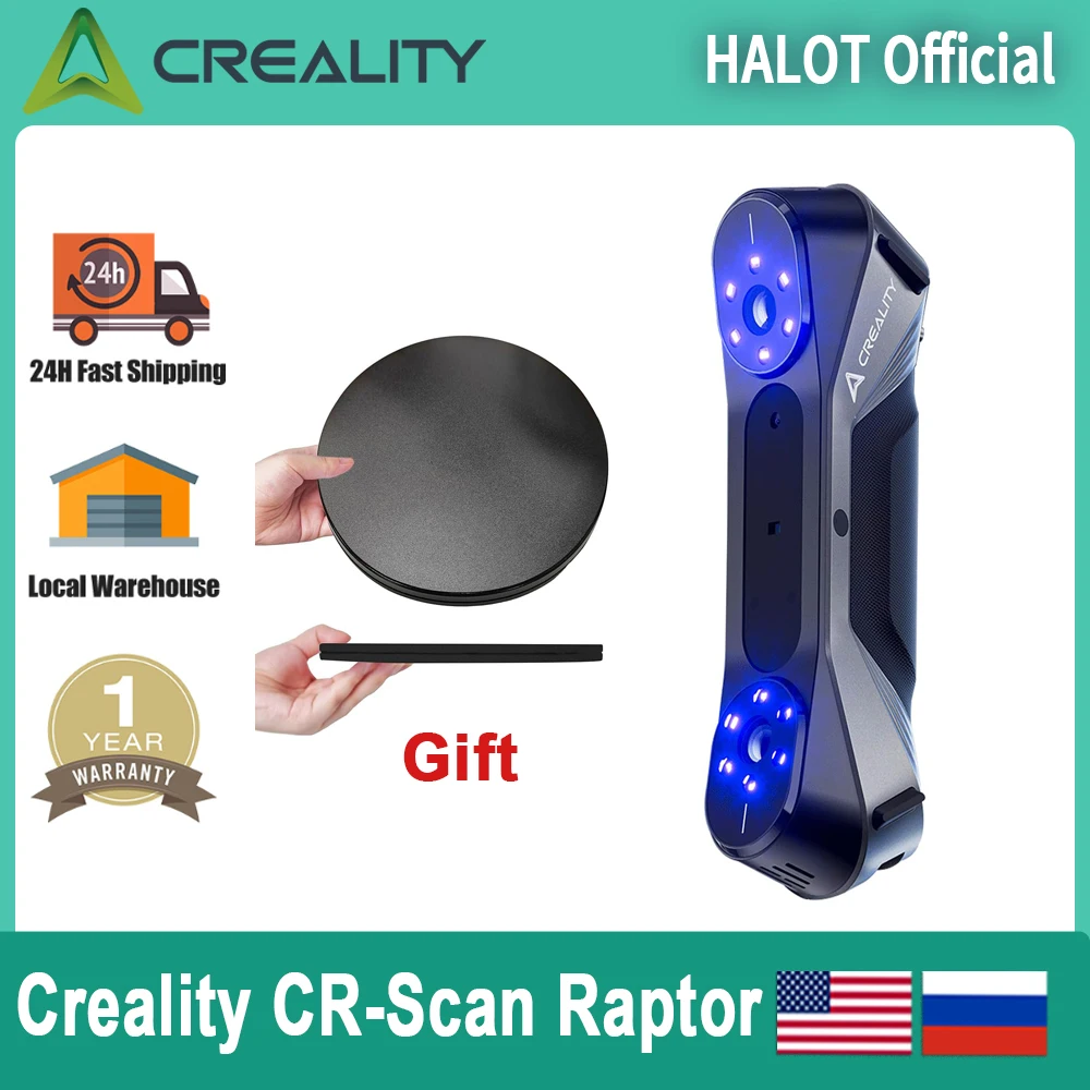 CREALITY CR-Scan Raptor 3D Printing 60fps Multiple-line Blue & NIR Consumer Handheld Scanner 0.02mm Accuracy Anti-Shake Tracking