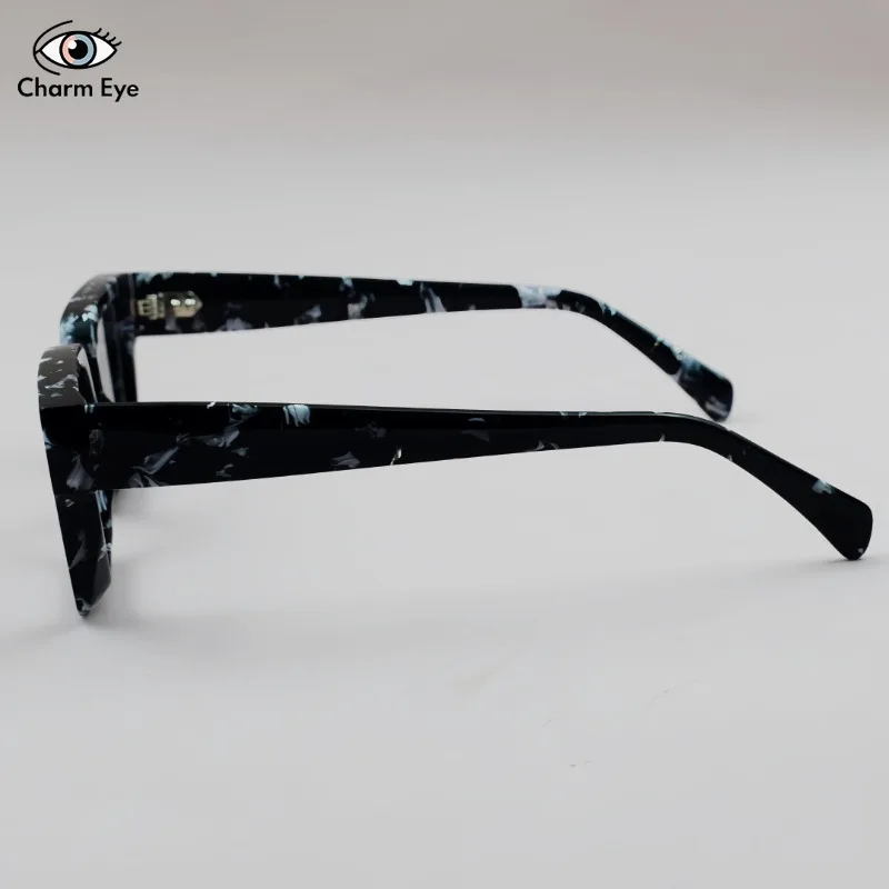 2025 جديد إمرأة أسود الأزهار الخشنة سميكة نظارات بمادة الخلات إطار موضة واسعة حافة الرجعية الرجال قصر النظر البصرية وصفة طبية النظارات #3