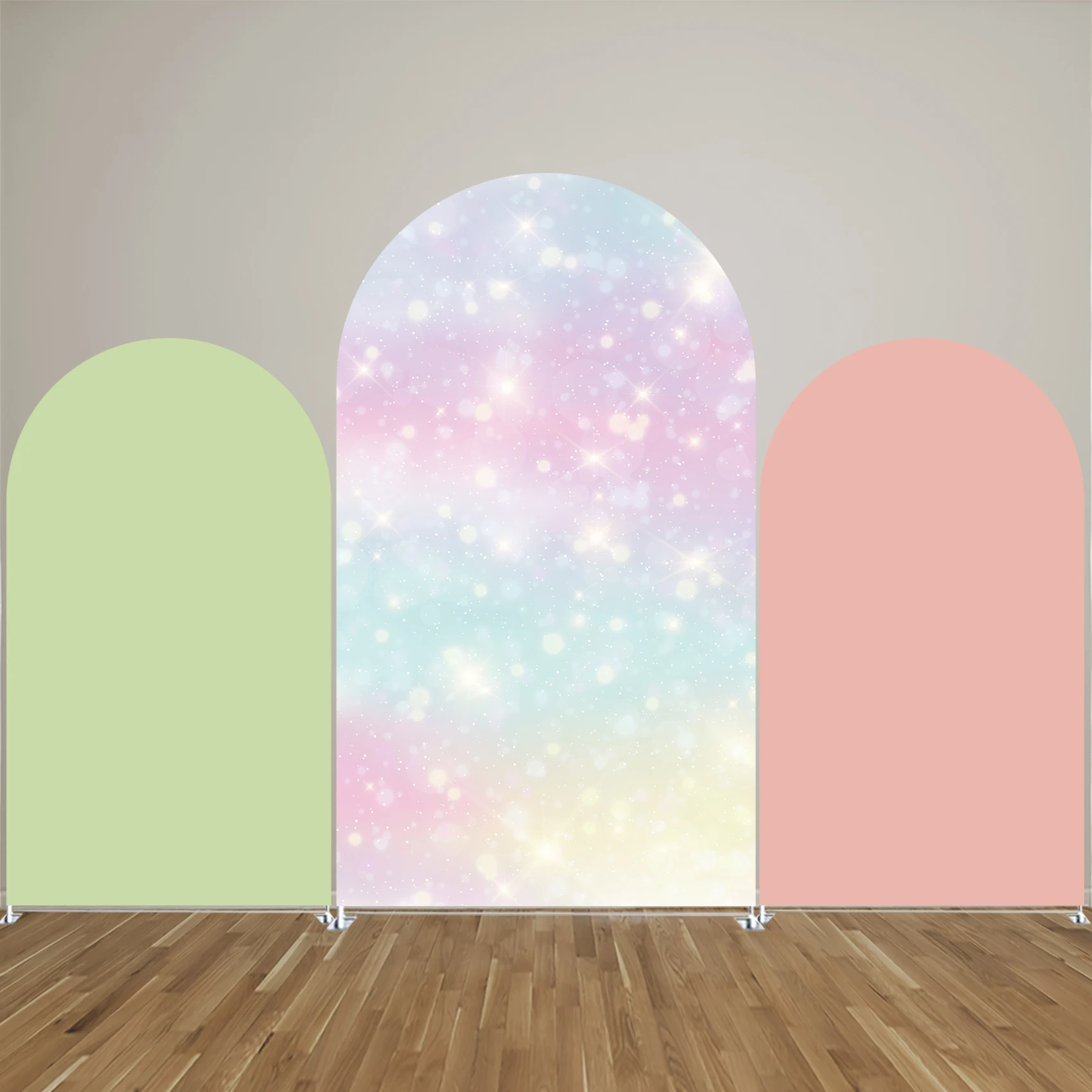 Rainbow Arch Backdrop Cover for Birthday Baby Shower Wedding Party Decoration,Bilayer Stretchy Fabric, Elastic and Washable