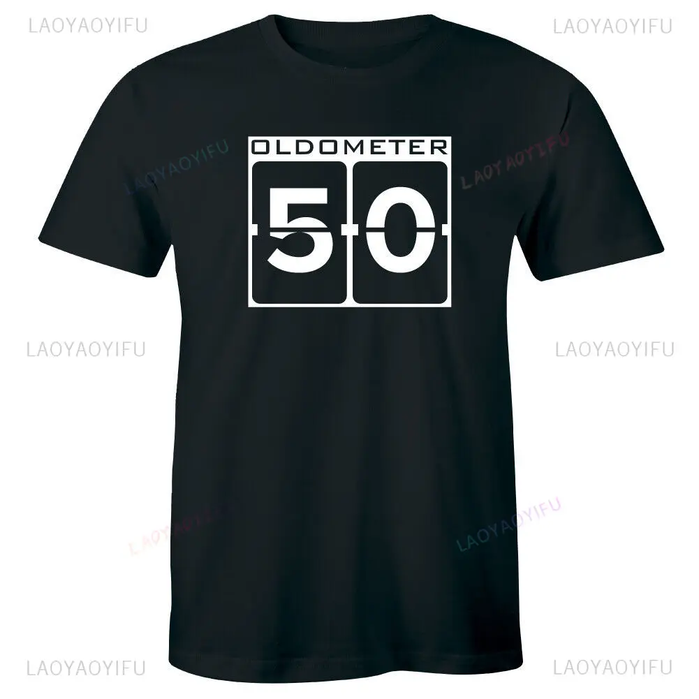 Funny 50th Birthday Oldometer 50 Men T-Shirt Celebration Fifty Years Old Casual Fashion Loose Unisex Tshirt Summer Style Tees