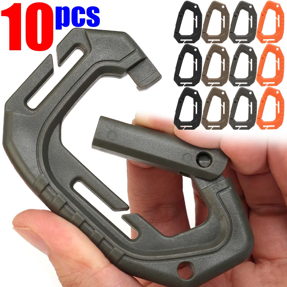 5/10pcs Tactical Backpack Outdoor Mountaineering Hook D-type Plastic Steel Quick Hook Camping Equipment EDC Multifunctional Tool