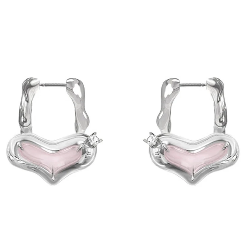 MASW Original Design Sweet Jewelry High Quality Thick Silver Plated Pink Heart Drop Earrings For Women Girl Party Wedding Gift