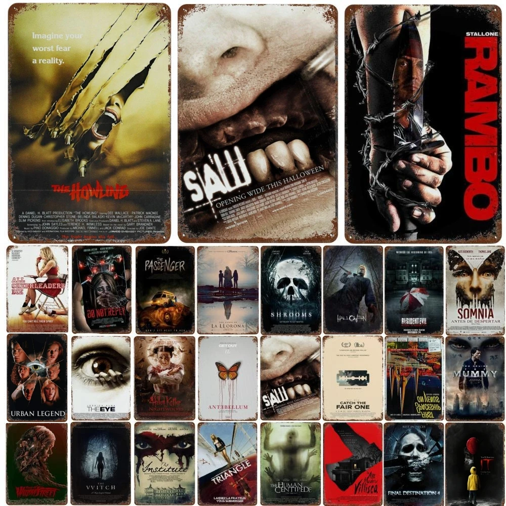 Klasyczny Horror plakat zardzewiały metalowy aluminiowy plakat Retro ozdobny talerz garaż klub Bar Man jaskinia metalowy znak dekoracja ścienna