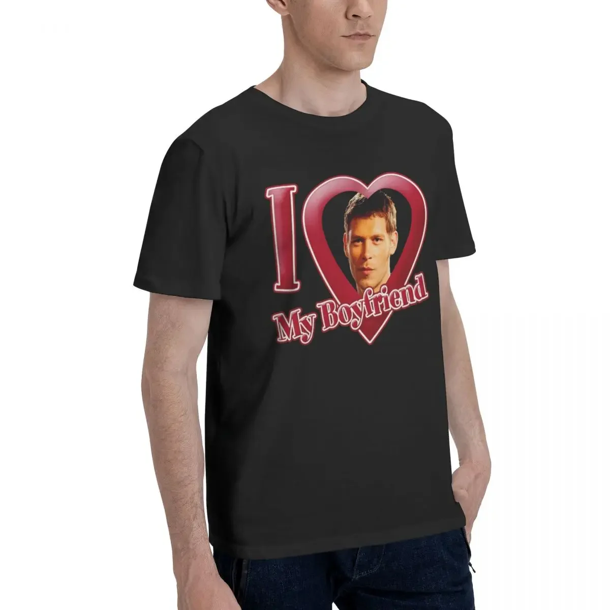 Damon Salvatore The Vampire Diaries I Love My Boyfriend Oversized T Shirt Pops Mens Women Graphic T Shirt Tops Short Sleeve Tops