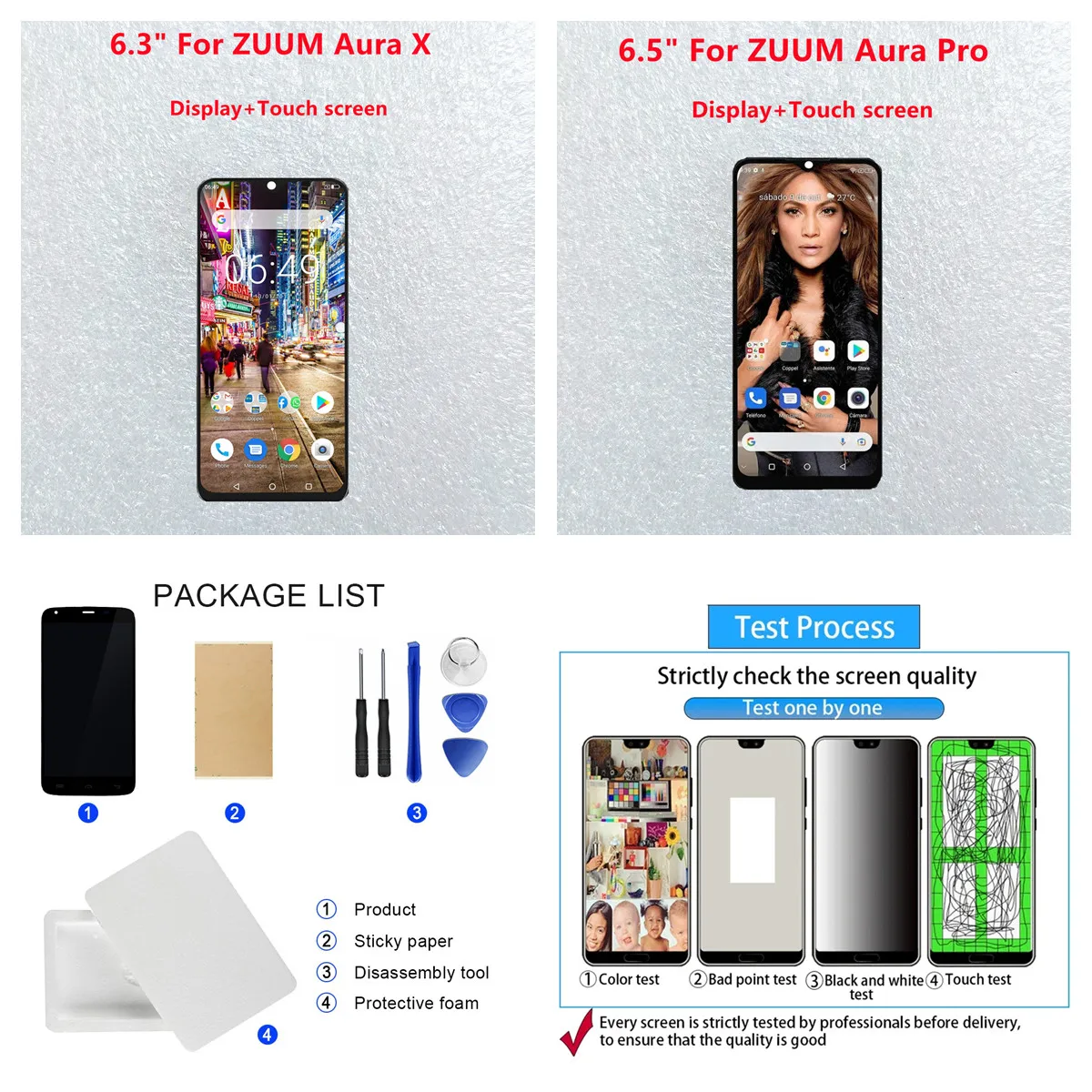 Pantalla LCD y Digitalizador Táctil de Alta Calidad para ZUUM Aura X, Módulo de Pantalla para ZUUM Aura Pro, Accesorios de Repuesto