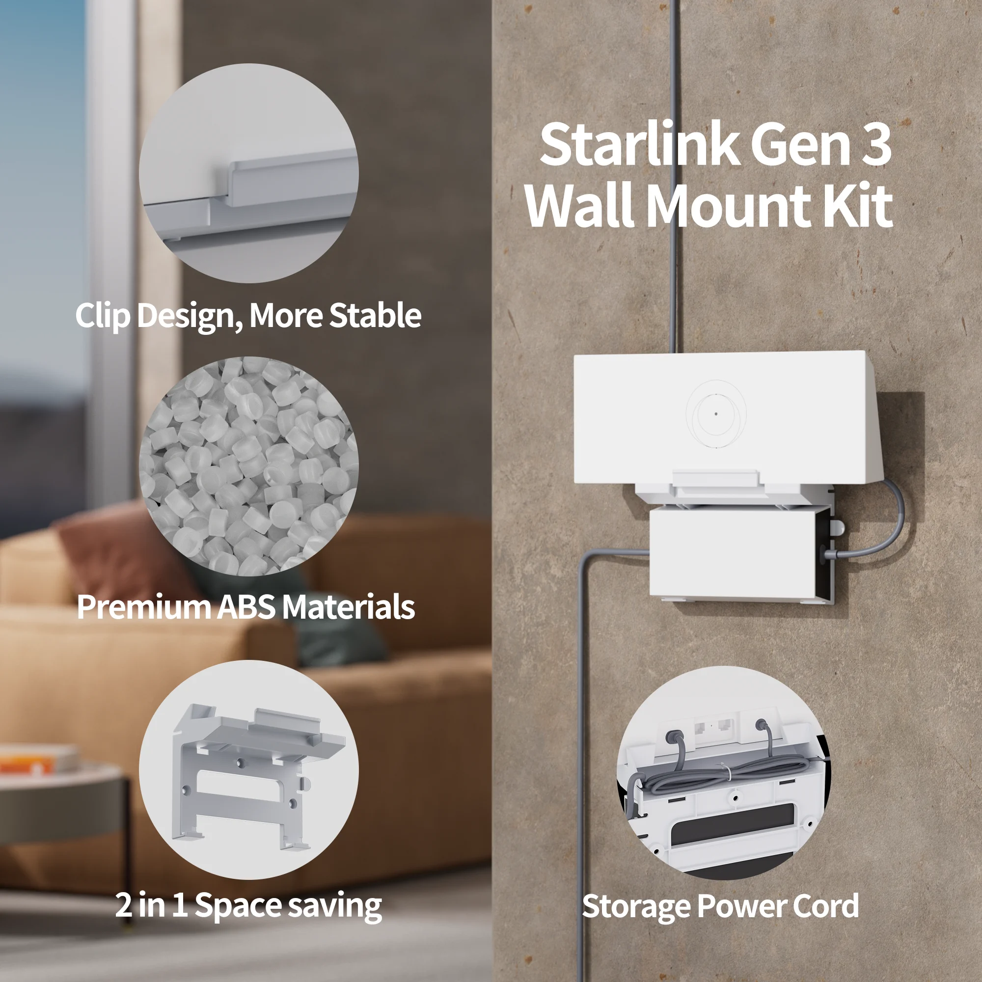 Starlink Gen 3 Router Mount 2 in 1 Wall Mount for Starlink Standard Router and Power Supply Mounting Bracket Kit for Starlink V3