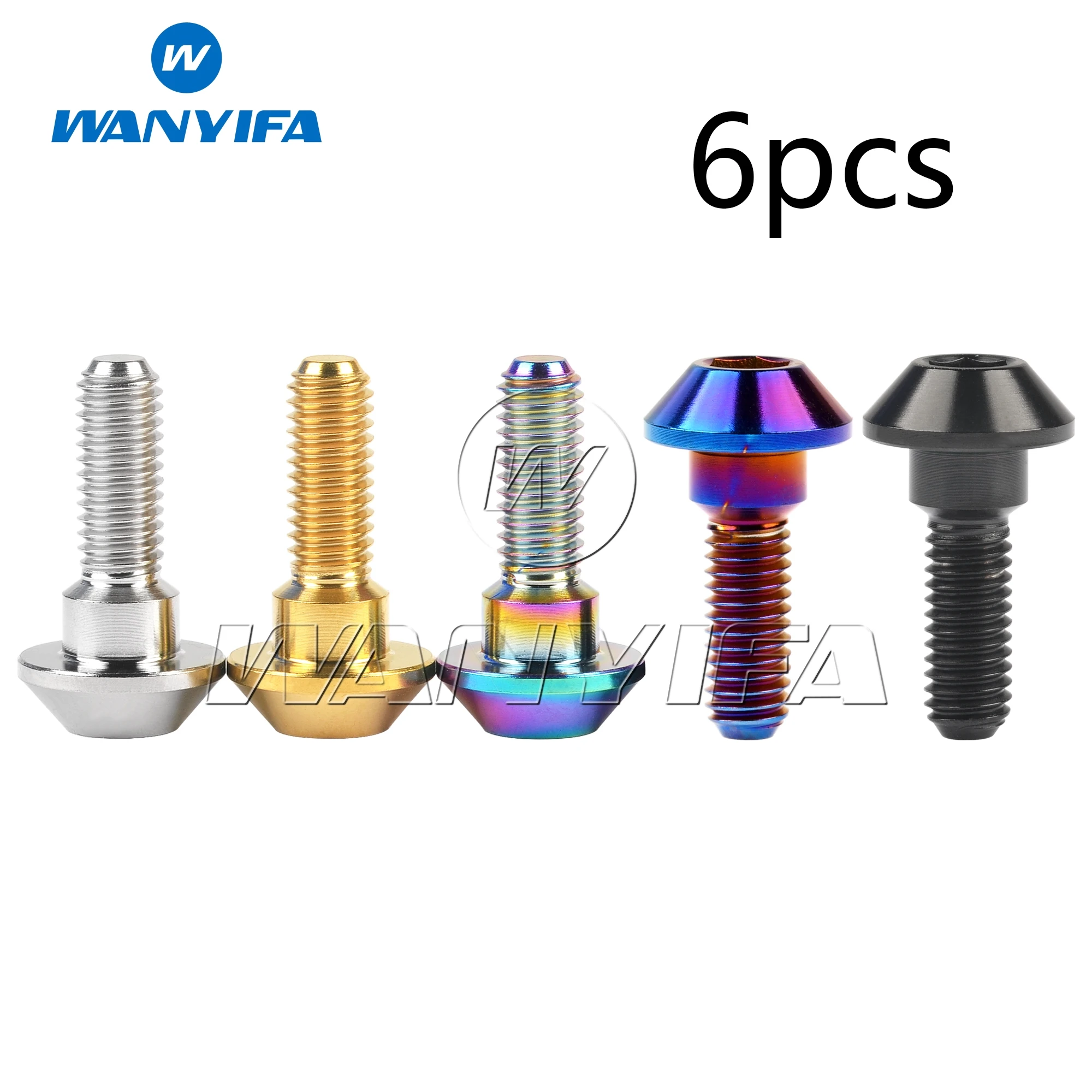 Wanyifa Titanium Bolts M6x20/25mm Hex Head Screws for Yamaha Motorcycle Brakes 6pcs