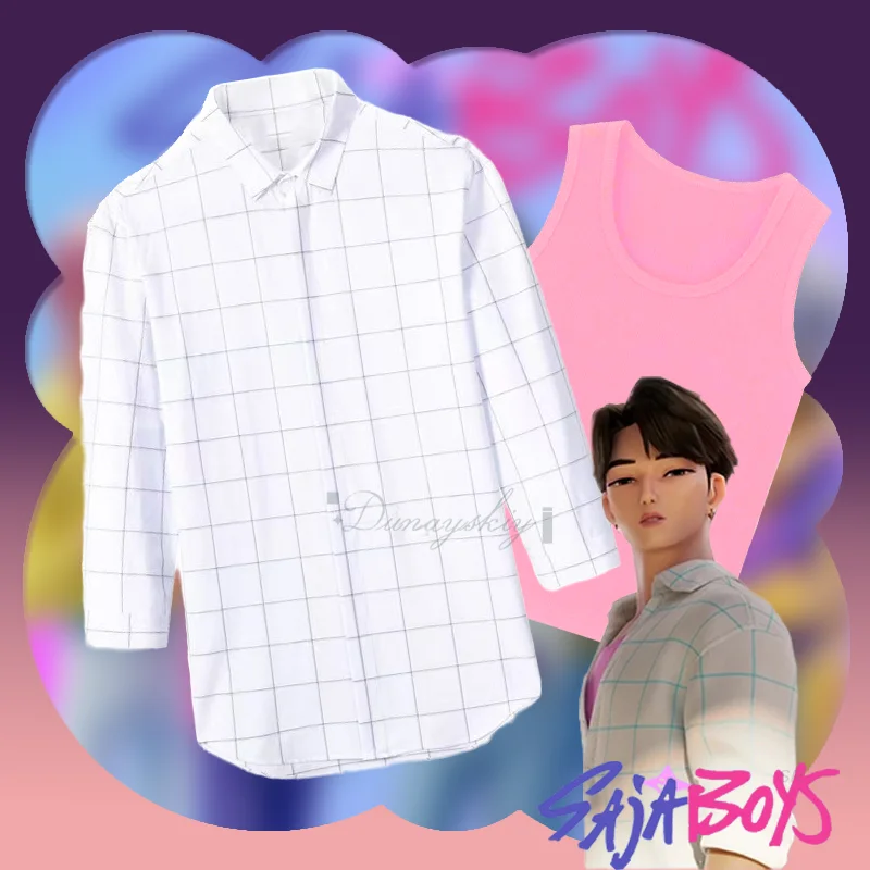 

30CM Wig Anime Movie K-Pop Demon Hunters Saja Boys Jinu Cosplay Costume Cosplay Wig Halloween party Pop Stage Performance Shirt