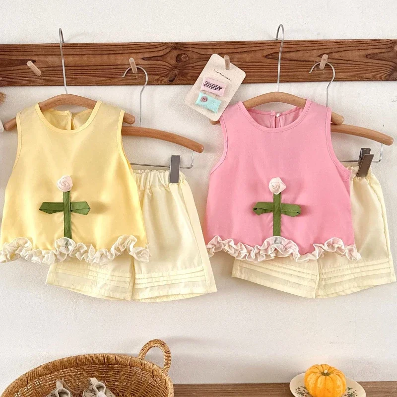 

New Summer Baby Girls Clothes Suit Children Sleeveless Vest Shorts 2Pcs/Sets Infant Clothing Set Toddler Costume Kids Tracksuits