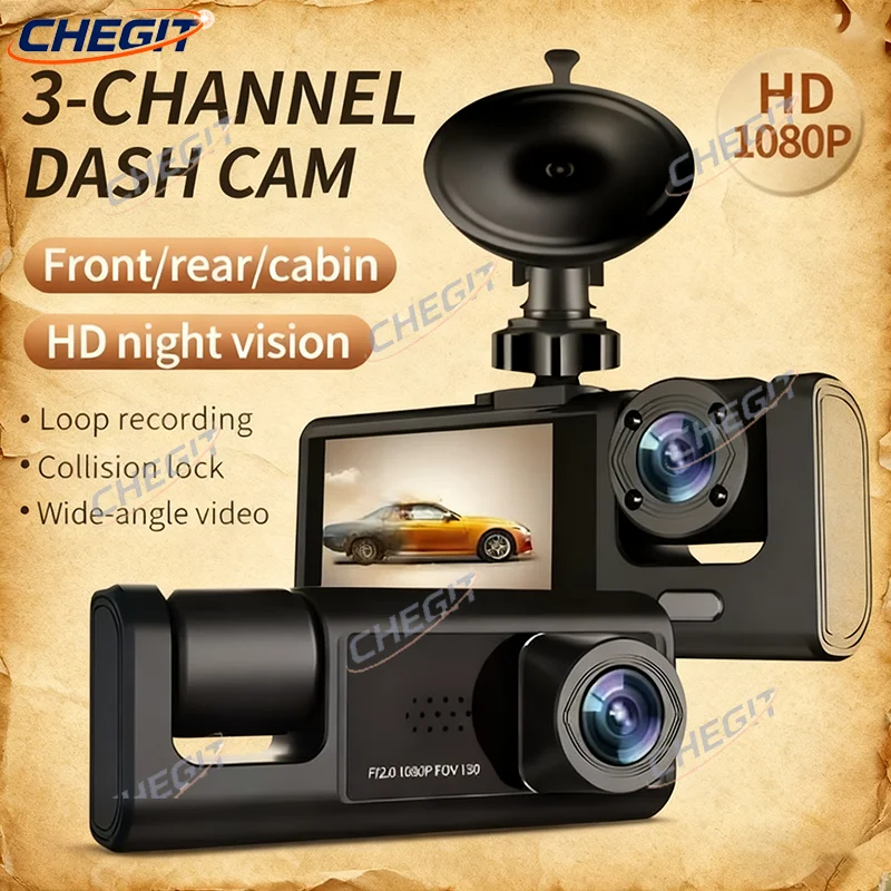 3 Cameras Car Dvr W…