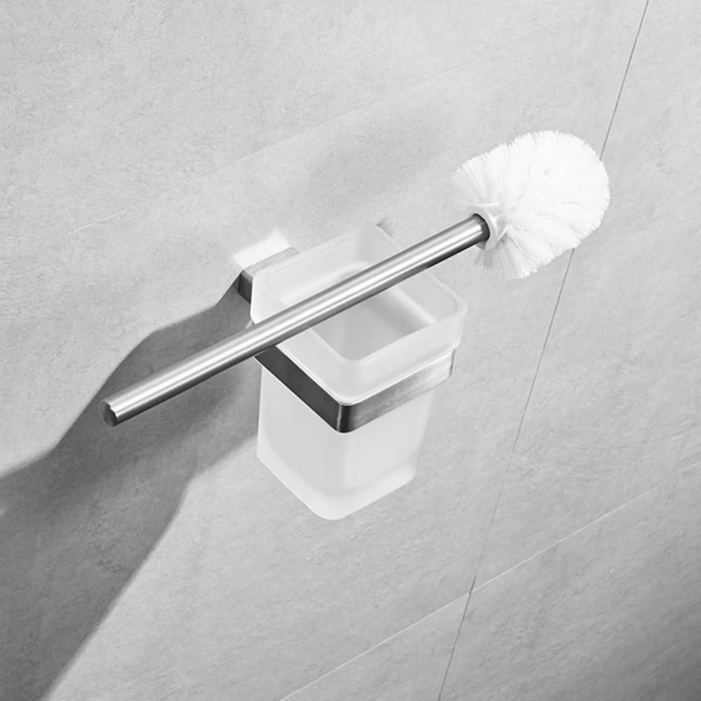 

304 Stainless Steel Toilet Brush Holder Wall Mounted Bathroom Accessories Set Modern Space Saving Design for Home Hotel Office