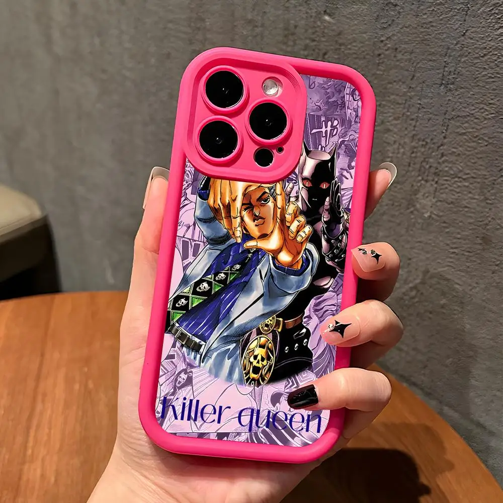 Anime JOJO Killer Queen Phone Case for iPhone 17 16 15 14 13 12 11 Air Pro Max Plus Thicken TPU Colorful Cover Smartphone Cover