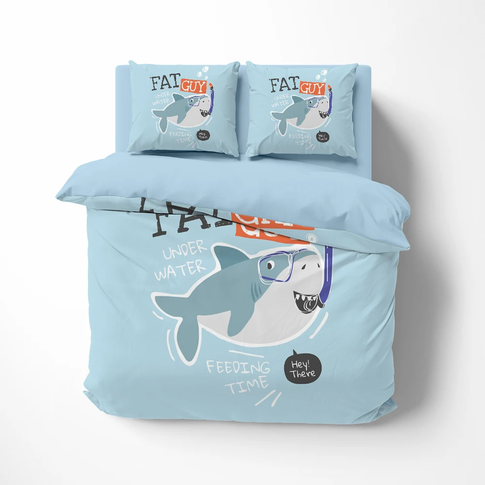 Linens Cartoon whale Bedding set twin queen king euro bed linen Quilt/Duvet cover set 2bedrooms Bed set for kids baby GUY