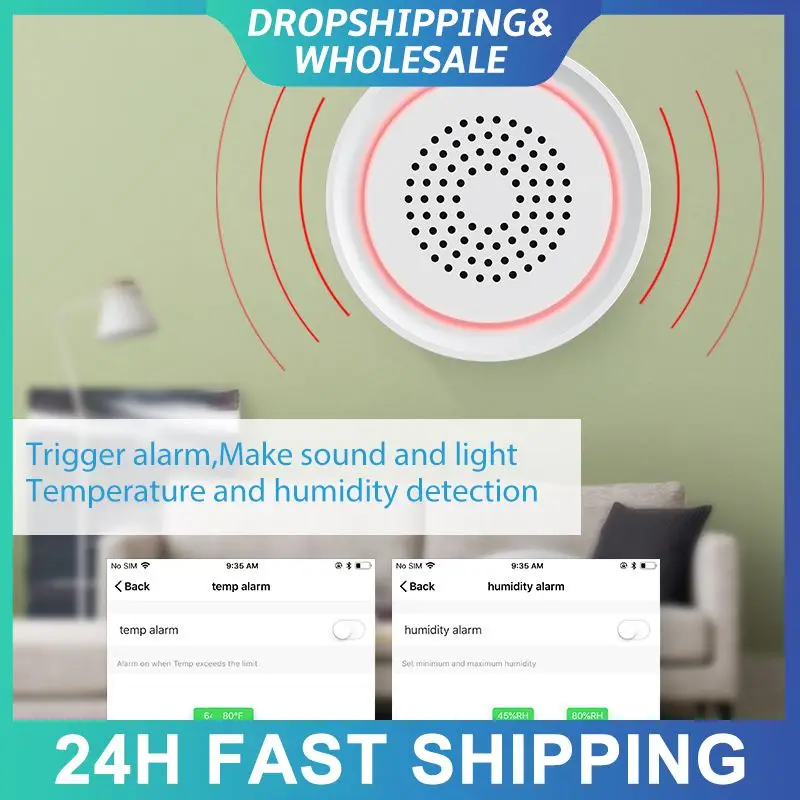 Smart Life Sound And Light Alarm Tuya Smart Temperature And Humidity Sensor 3 In 1 Wifi Wireless Human Body Sensor Home Security