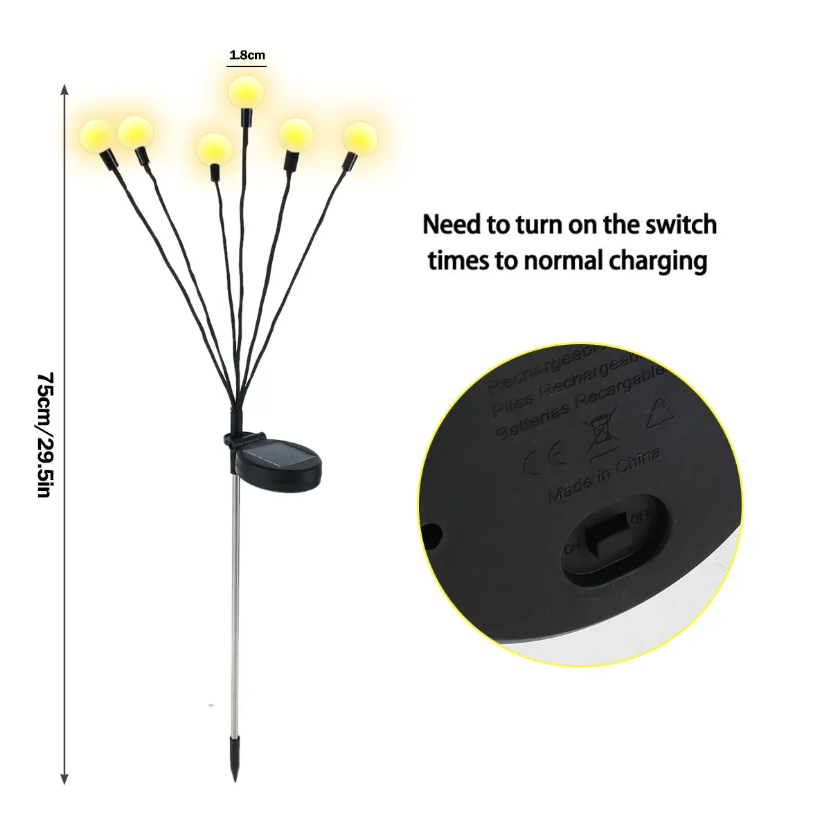 Solar Powered Firefly LED Lights, Starburst solar impermeável balançando luzes, Quando o vento sopra, Jardim solar ao ar livre