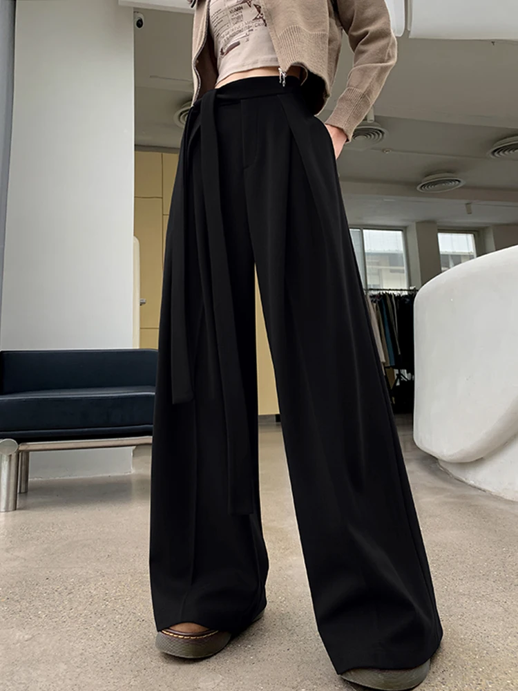 Pantalon large taille haute pour femme, pantalon décontracté ample, automne hiver, nouveau pantalon en laine, classique, élégant