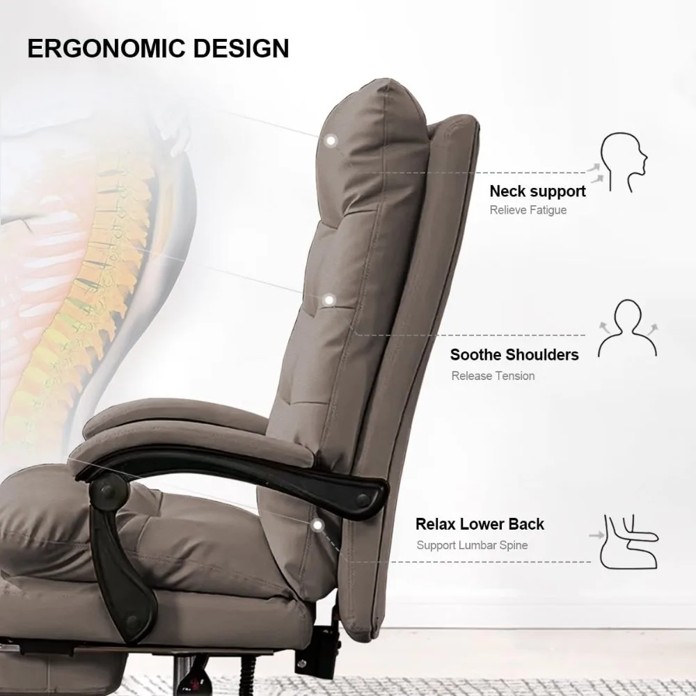 Ergonomic High-Back Gaming and Executive Office Chair with Footrest for Comfortable Desk Use