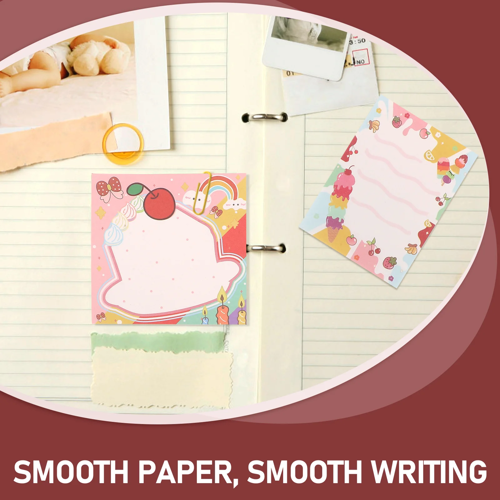 Cute Cartoon Message Notepad para Estudantes, Notas Tearable, Off Notepads, Bolso Kawaii, Papel Notebook, 4 Livros