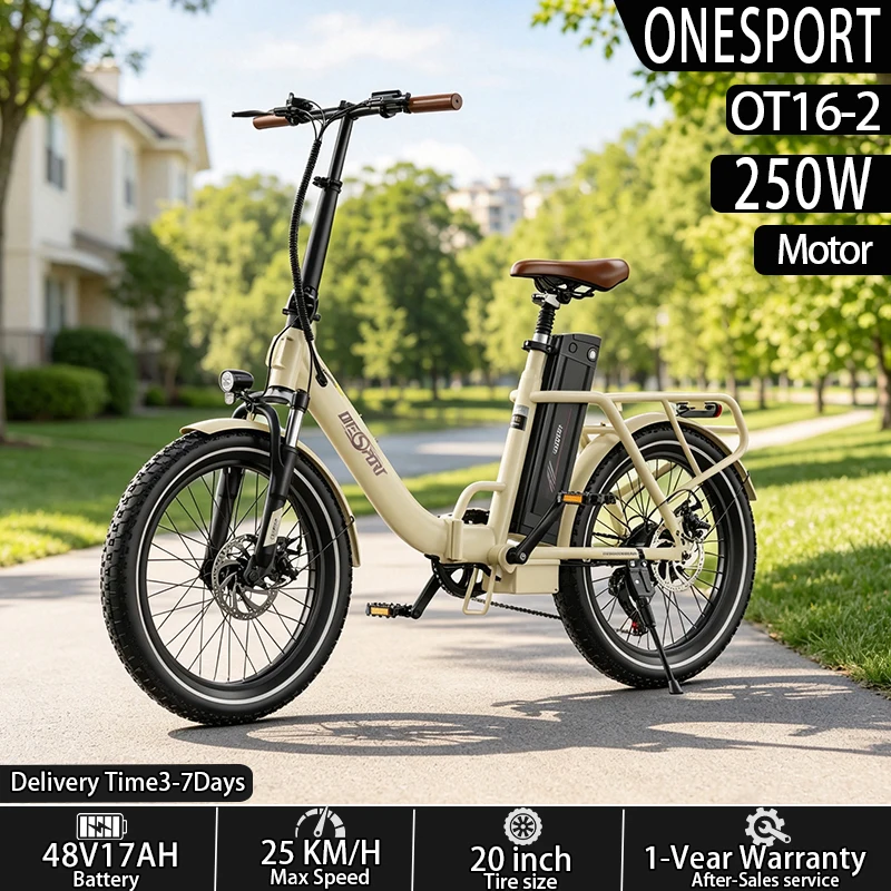 Vélo électrique ONESPORT OT16-2 Vélo de montagne électrique Moteur sans balais 250W Batterie au lithium amovible 48V17AH Suspension de fourche avant Vitesse maximale ​ ​ Vélo électrique 25 km/h, pneus 20*3.0 pouces, tout-terrain, pour trajets en ville, adulte