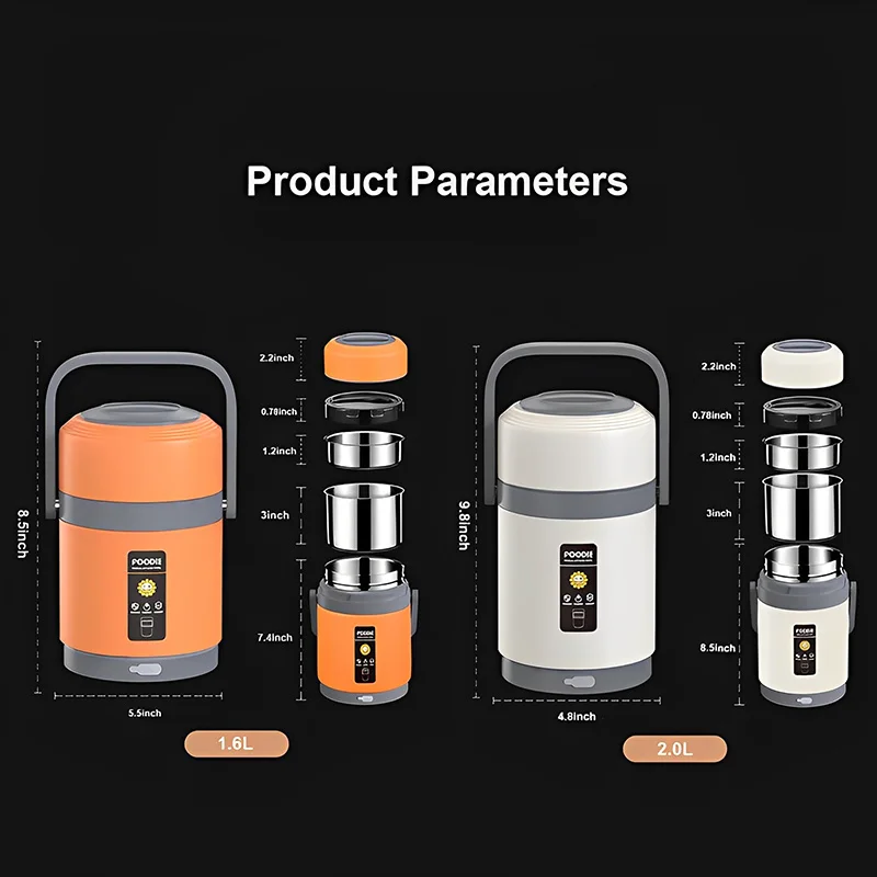 USB ทำความร้อนไฟฟ้ากล่องข้าวกลางวันสแตนเลสอุ่นอาหาร Bento กล่องข้าวกลางวันคอนเทนเนอร์อาหารร้อนความร้อนกล่องสำหรับสำนักงานโรงเรียน