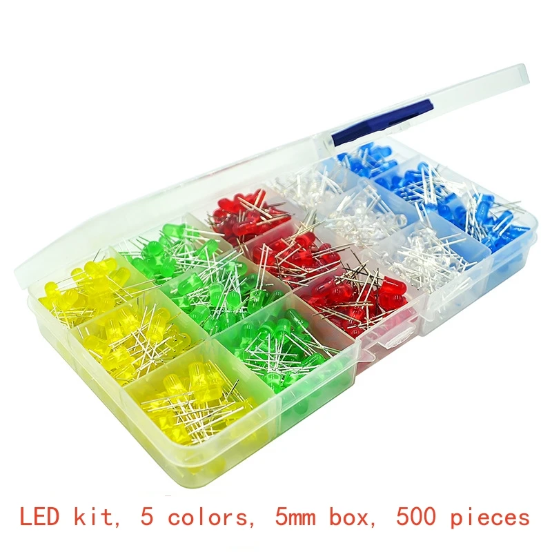 F5 5-mm-LED-Perlen, 5-Farben-Mischpackung: 100 Perlen pro Farbe, insgesamt 500 Perlen. – Detail 2