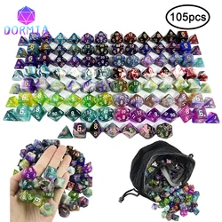 105 stücke Würfel Set mit Tasche für DND RPG Partei/Familie Tisch Bord Rolle Spielen Spiel Dados D4 D6 d8 D10 D % D12 D20