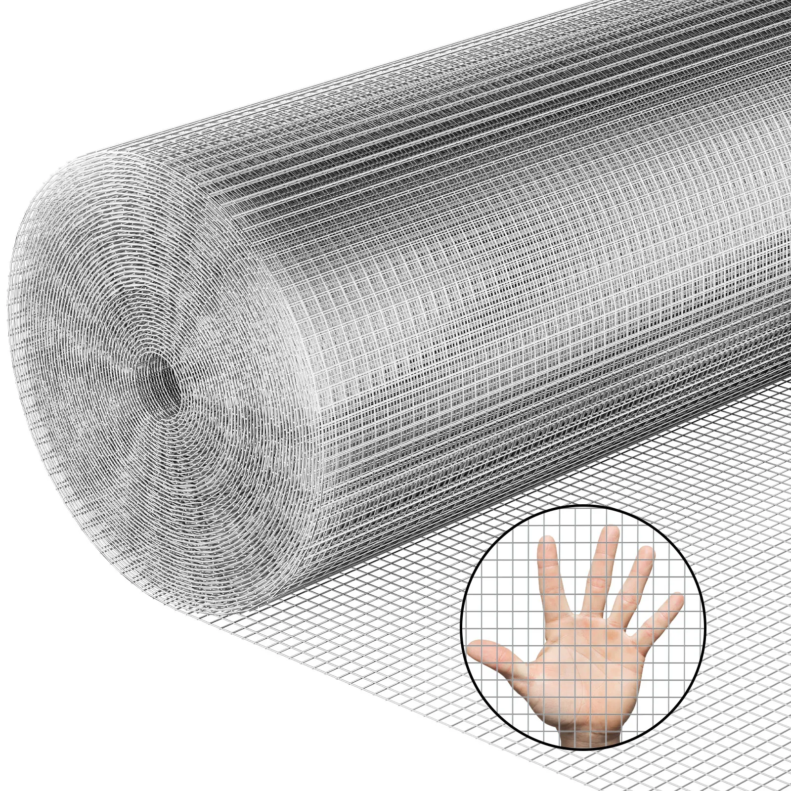 Malla de protección para jardín, para jaulas de pájaros y huertos, de acero galvanizado, malla de 6 mm, se suministra en rollos de 10 m × 1 m, resistente a la oxidación