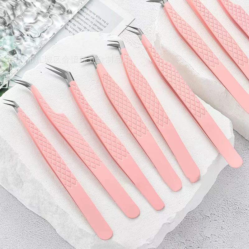 Customized Tweezers False Fiber Tips Eyelashes Extension Tweezers Hyperfine Eyebrow Volume Lash Tweezers Makeup Tools