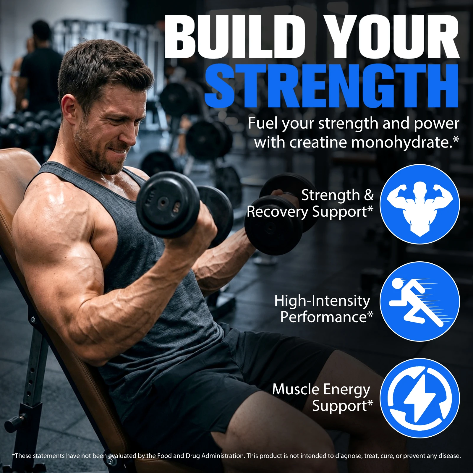 Creatine Monohydrate Powder 5g for Muscle Strength, Workout Performance & Recovery, Micronized Pure Creatine, 200g 40 Servings