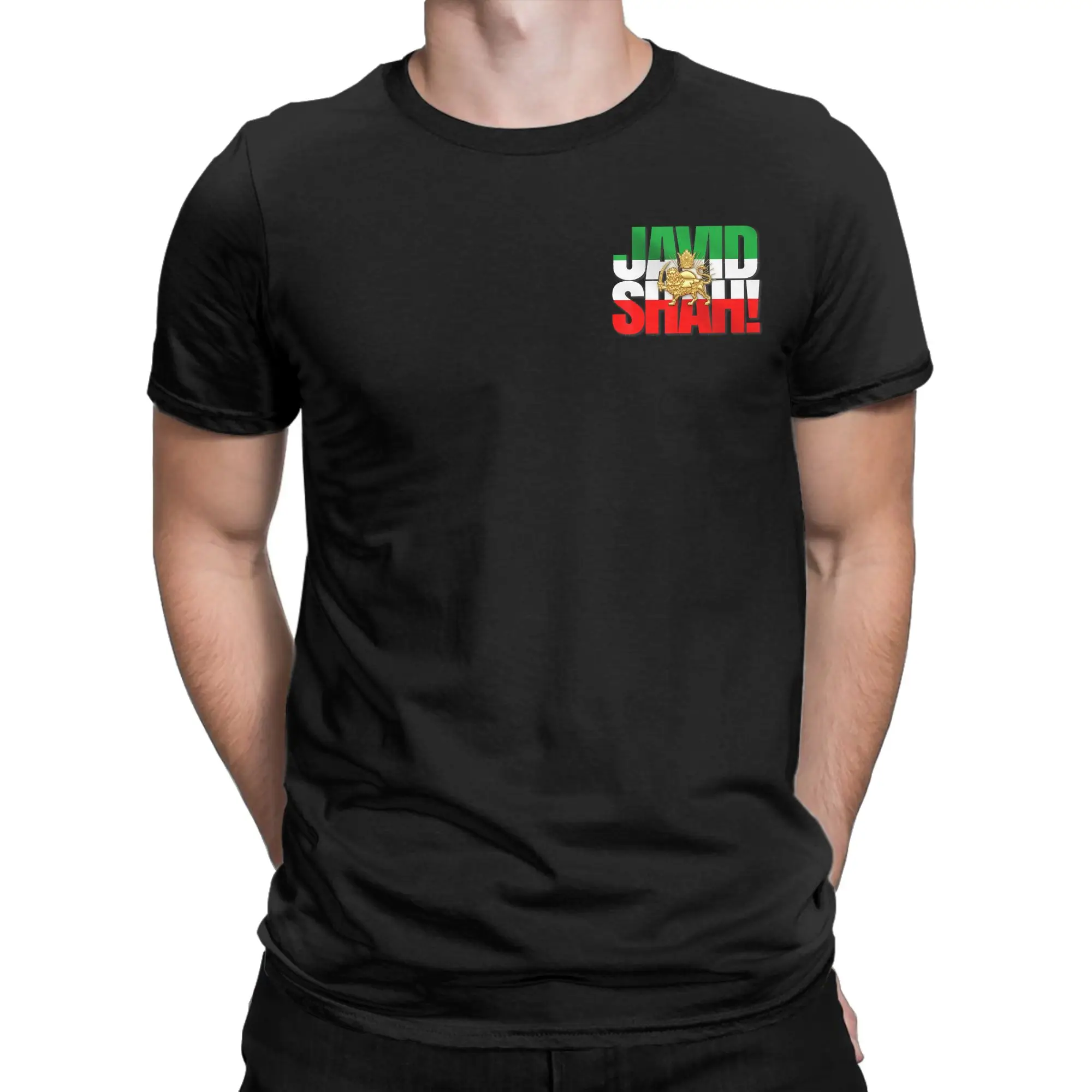 Javid Shah Iranian Flag Iran Persian Men T Shirts Pahlavi Lion Novelty Tees Short Sleeve Crewneck T-Shirt Cotton Classic merch