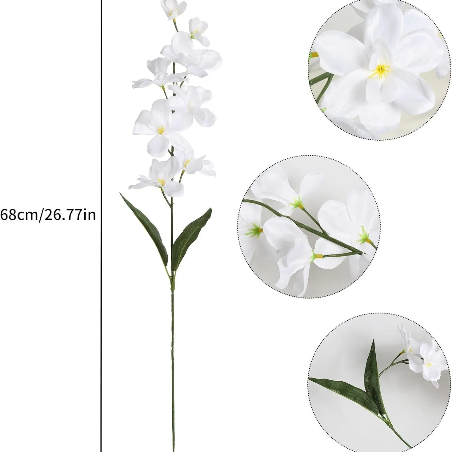 5 Stück 27 Zoll große lila-blaue künstliche Orchideenblüten für Hochzeitssträuße, Heim- und Restaurantdekoration – Detail 6