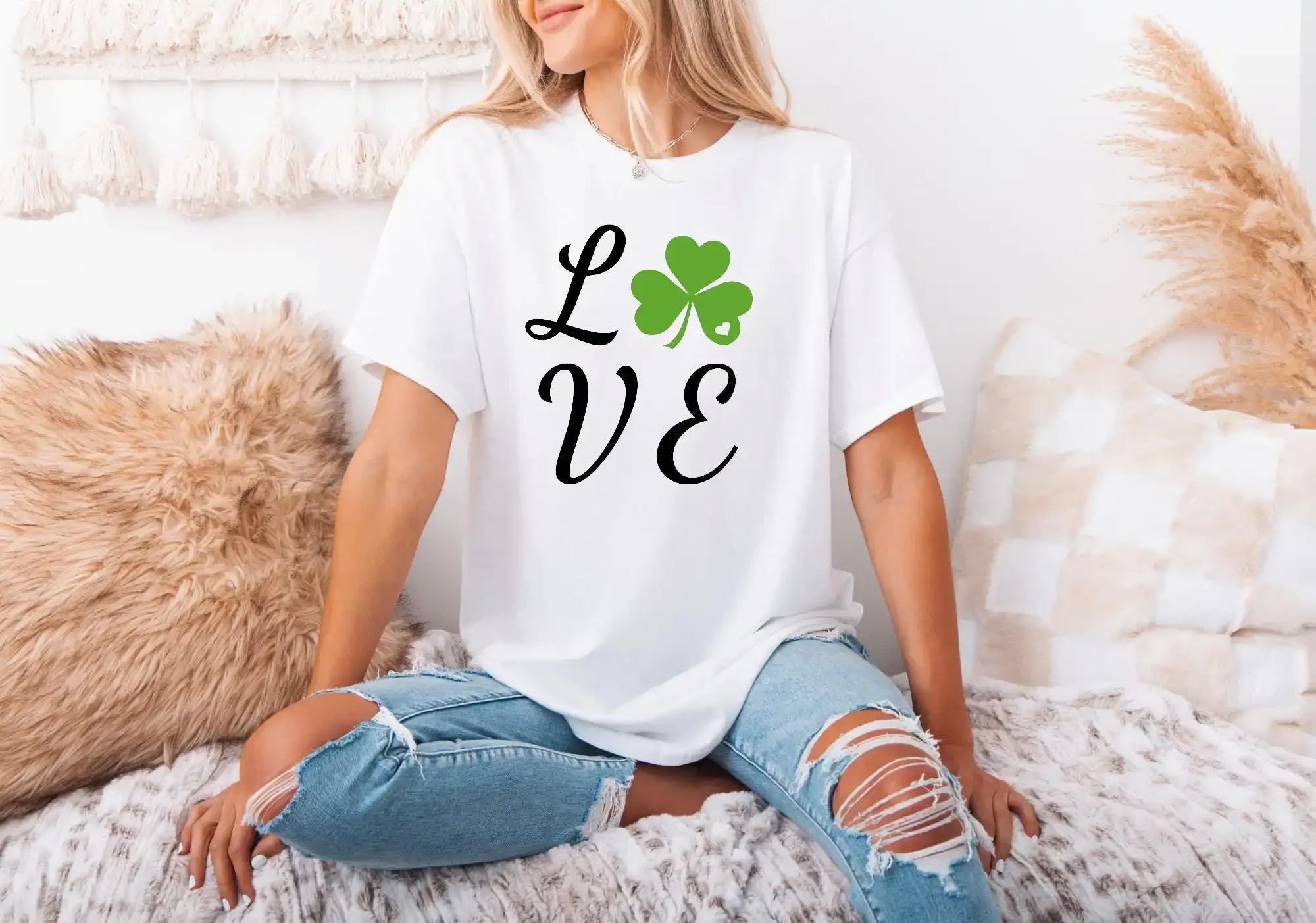 St Patricks Day Love T shirt Shenanigan Irish for Mom Four Leaf Clover Lucky