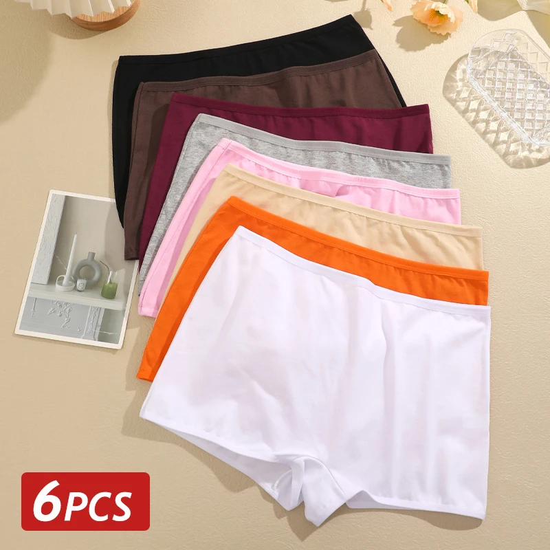 6 Teile/satz Frauen Baumwolle Boxer Einfarbig Atmungsaktive Unterwäsche für Weibliche Sexy Low Rise Elastische Horts Damen Sexy Dessous