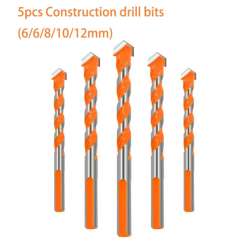 5pcs Tungsten Carbide Masonry Drill Bit Set for Metal Steel Porcelain Ceramic Tile Concrete Brick Wood 6-12mm Drilling Tools