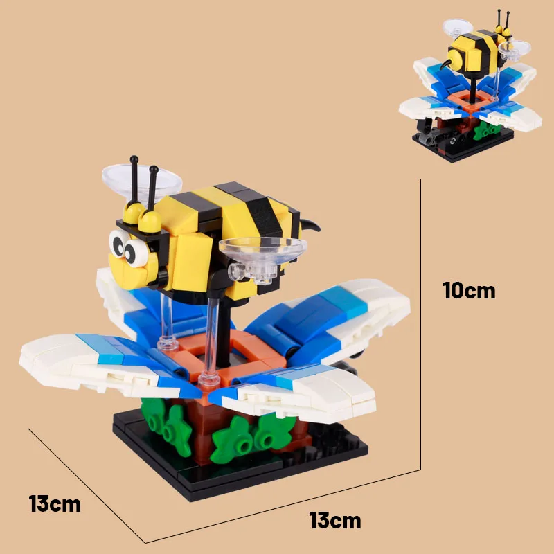 Juego de bloques de construcción de animales MOC, ladrillos creativos de animales pequeños, pato, abeja, Araña, modelo, Rana, animales salvajes, regalos de Halloween