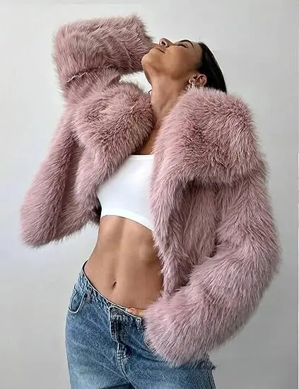 

New Street Fashion Shawl Collar Faux Fox Fur Coat Women 2026 Winter Cool Girls Short Furry Faux Fur Jacket Vintage Chic Overcoat