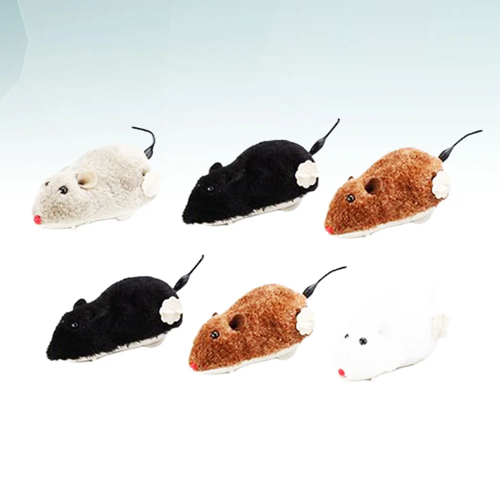 6 Pcs Novelty Goods Wind up Walking Toy Assorted Toys Plush Animal Children Clockwork Wind-up Model Mouse Pet