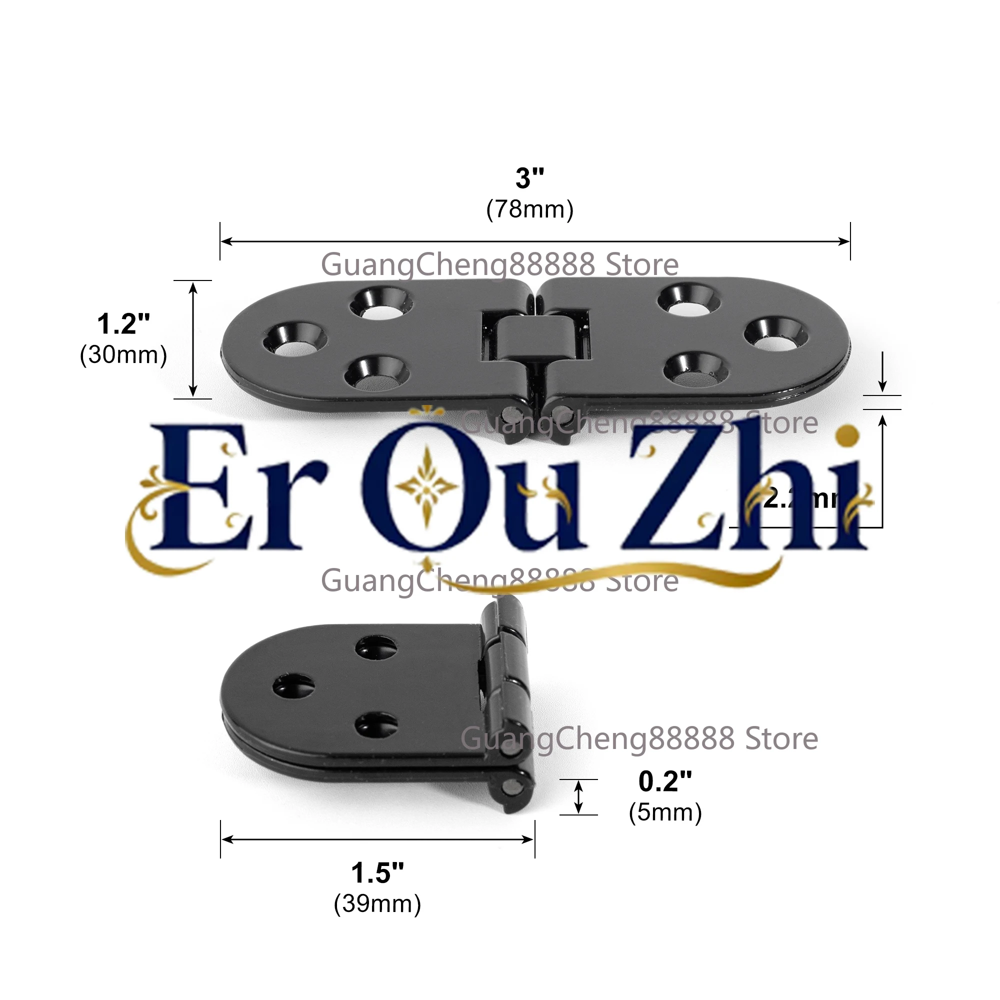 2pcs 180 Degree Foldable Flap Screw-On Hinges Folding Table Cabinet Door Rounded Corner Hinge